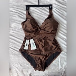 DKNY Brown Women’s One Piece Swimsuit - Size L